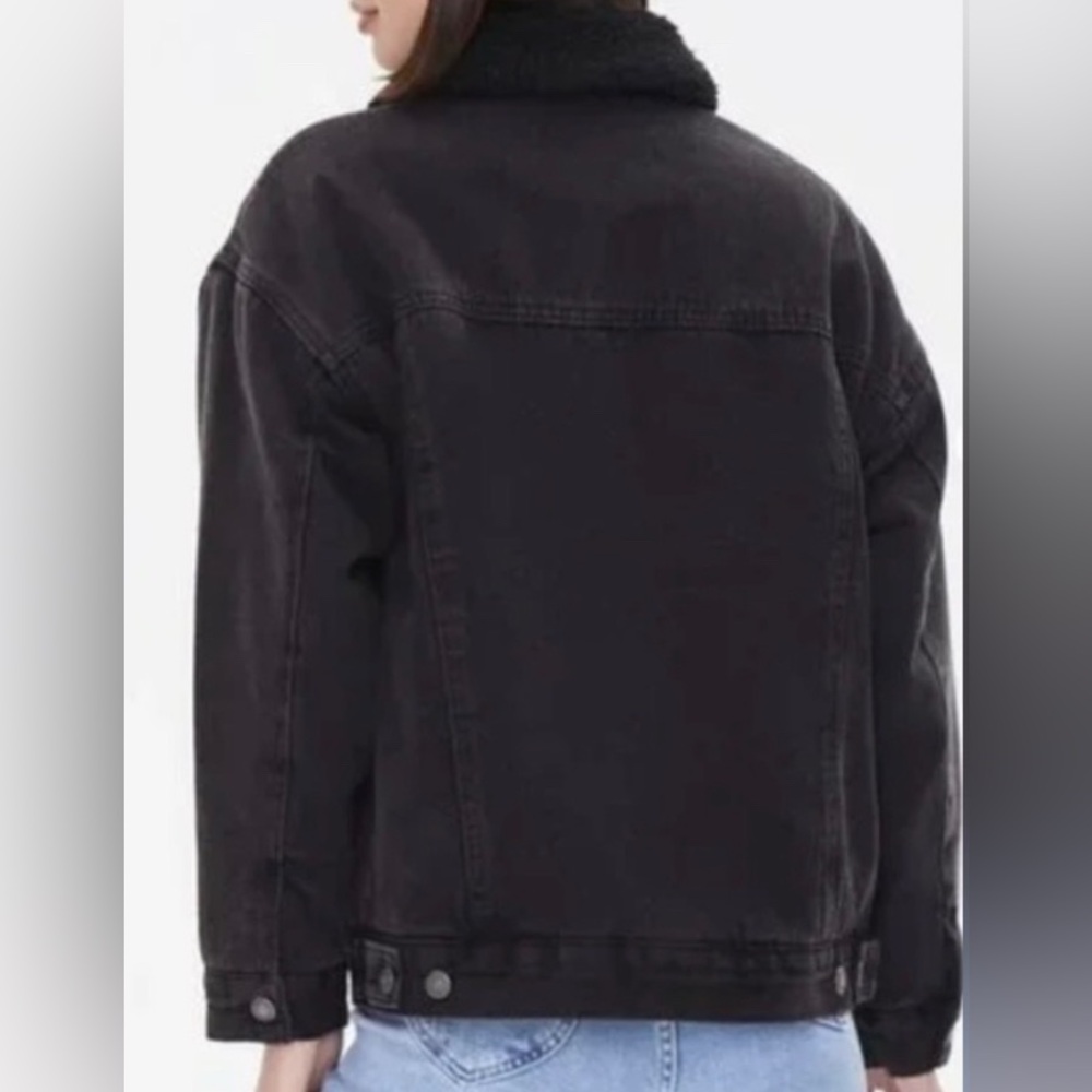 Forever 21 Black Sherpa Jean Jacket - Picture 8 of 8